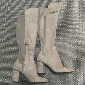 Kenneth Cole “Tammie” Tan Suede Over the Knee Boots with Block Heel Size 9.5